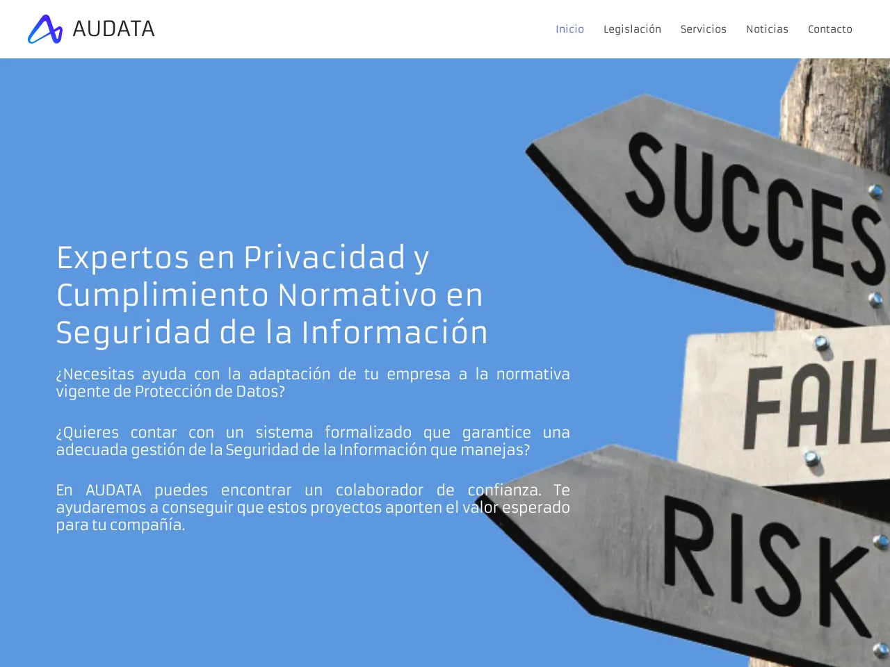 Captura de la web de AUDATA