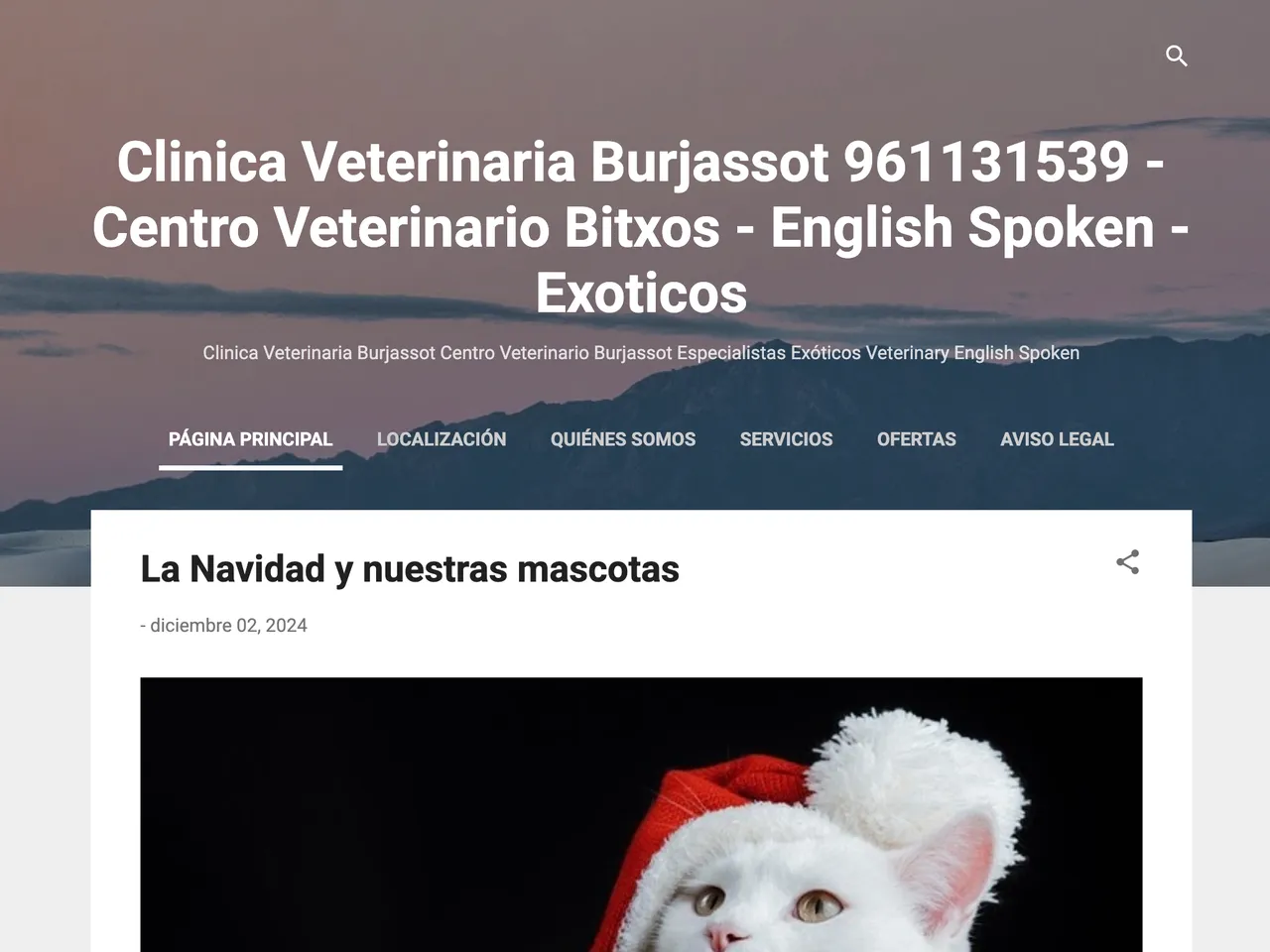 Captura de la web de Centro Veterinario Bitxos