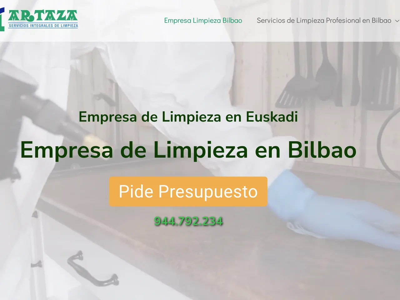 Captura de la web de Limpiezas Artaza